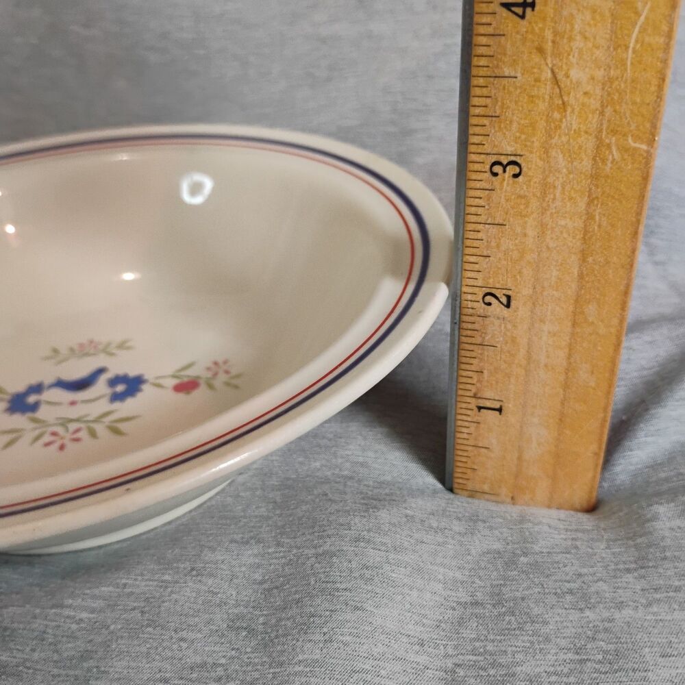 Vtg Newcor Homecoming Stoneware 7" Bowl 90s Cottagecore Bluebird Flower Folk Art - Picture 9 of 11
